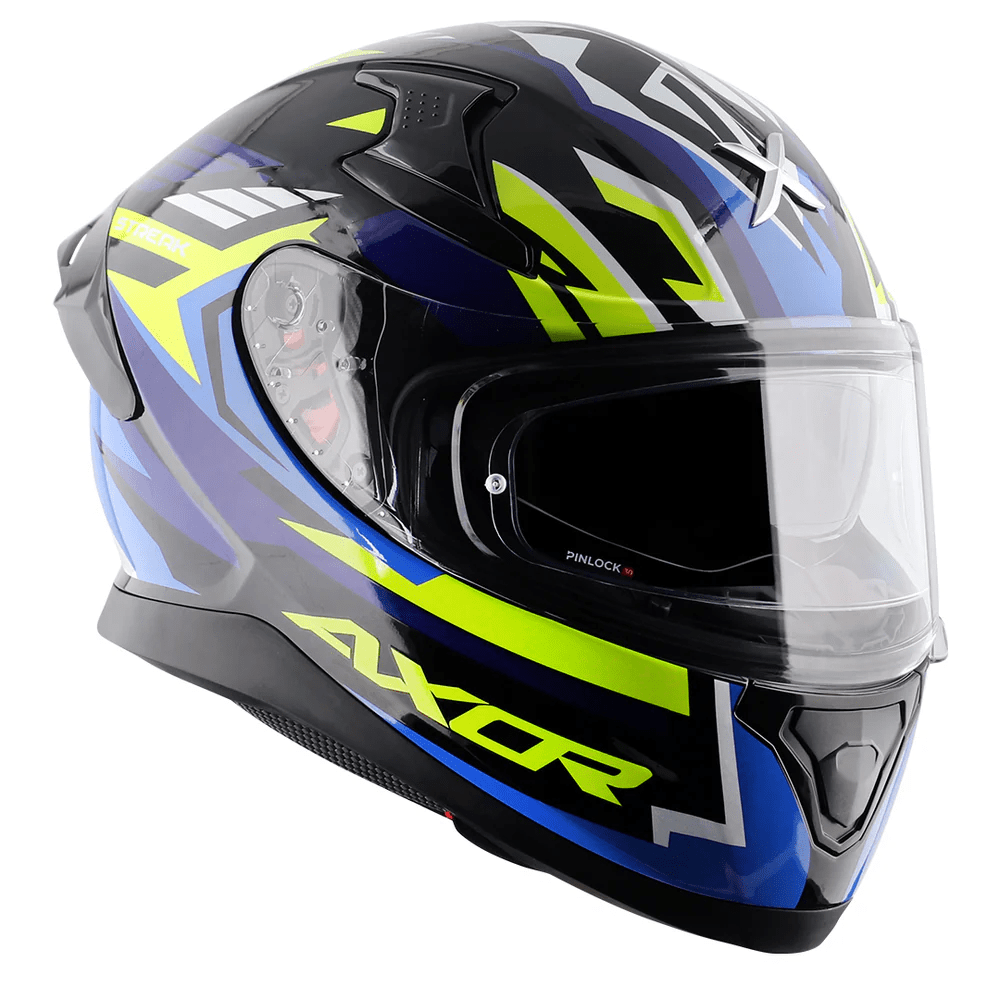 AXOR APEX STREAK FULL FACE MOTORCYCLE HELMET BLACK BLUE