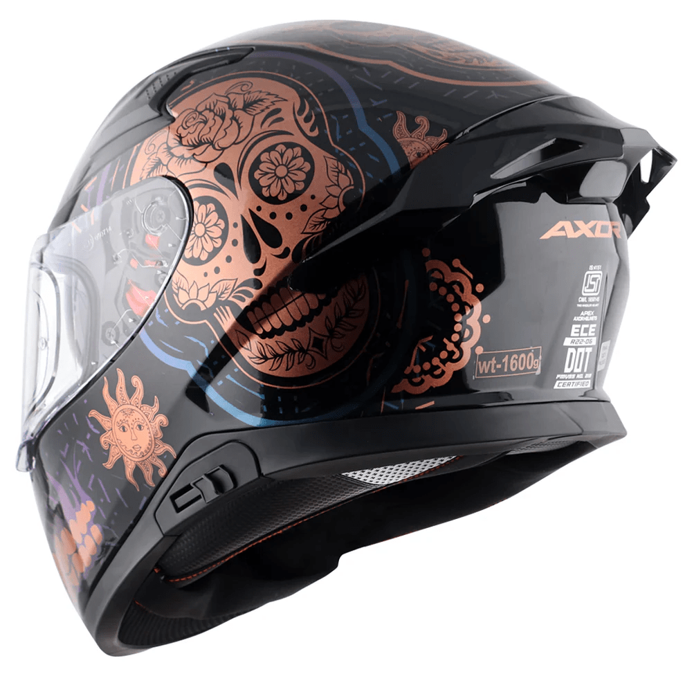 AXOR APEX TRANCE FULL FACE MOTORCYCLE HELMET BLACK GOLD