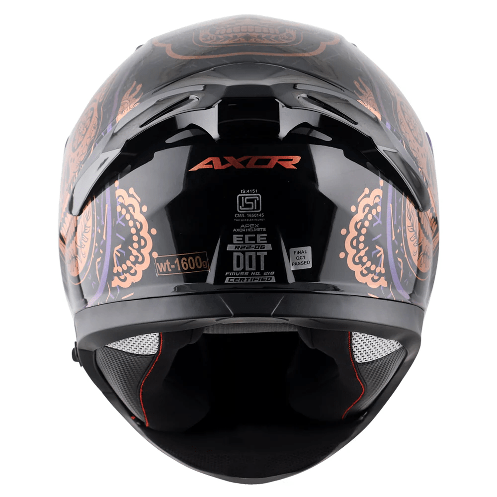 AXOR APEX TRANCE FULL FACE MOTORCYCLE HELMET BLACK GOLD