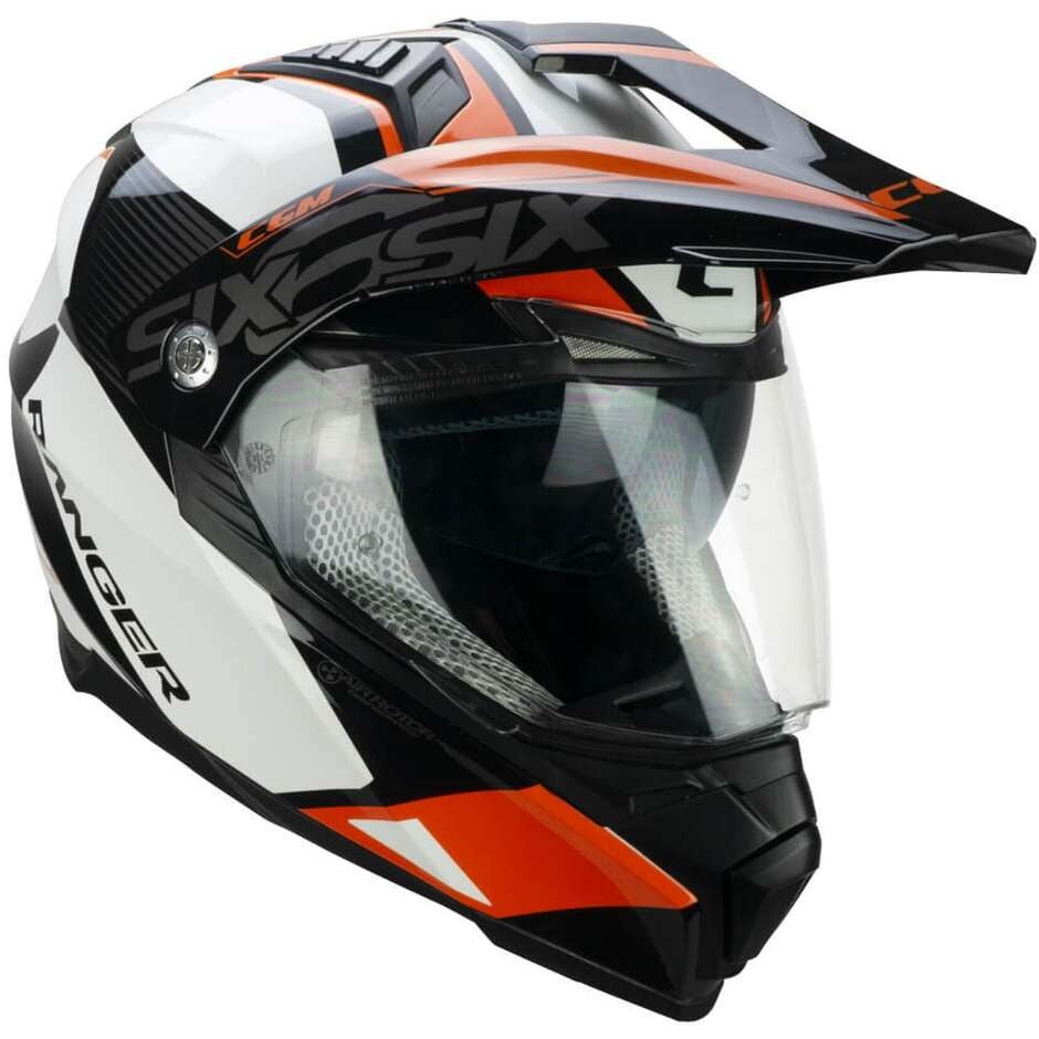 CGM 666G TWIN RANGER Off Road Motorcycle Adventure Helmet White Orange