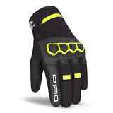 BELA Tracker Motorbike Gloves UK Black Yellow Flouro 