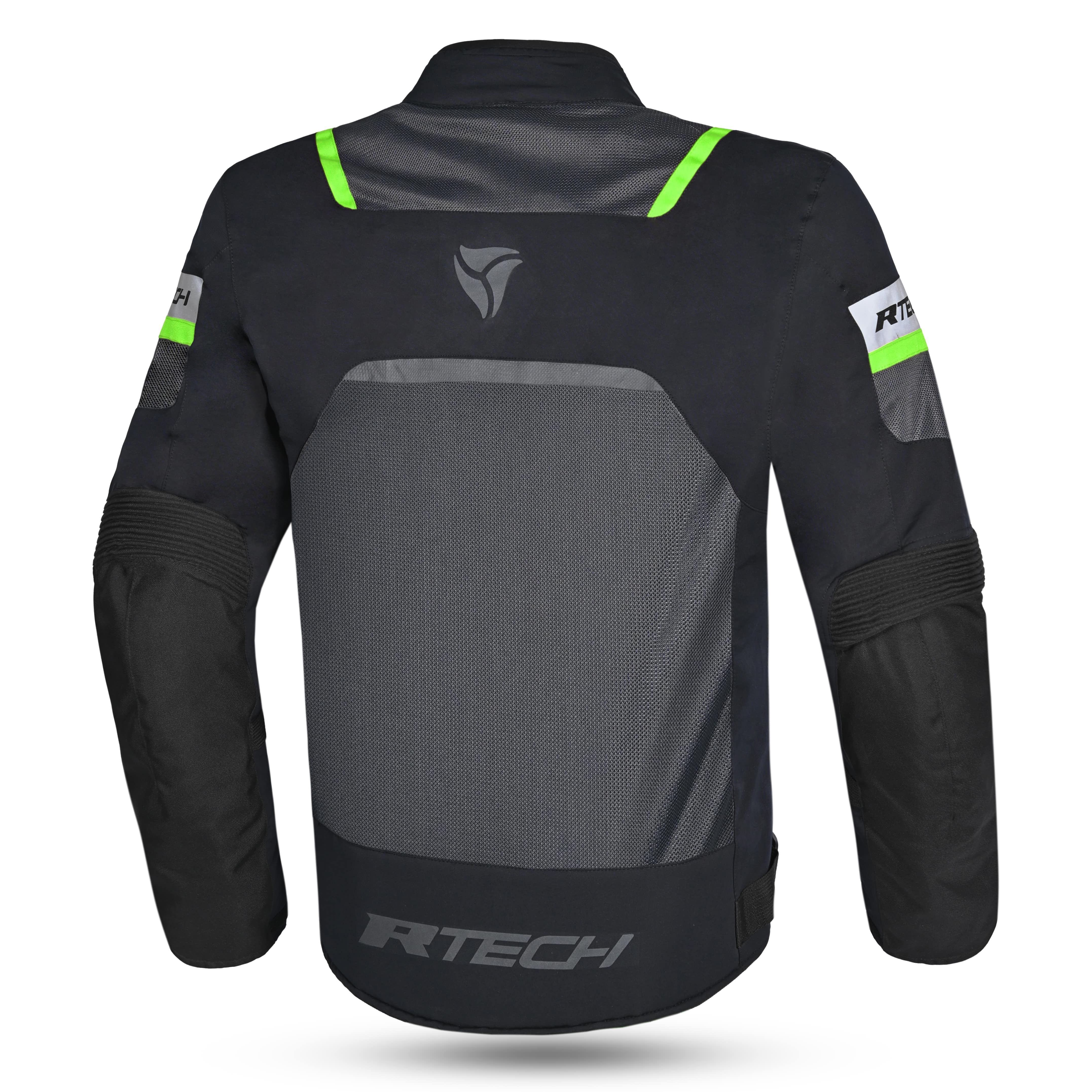 R-TECH SPIRAL MESH MOTORCYCLE JACKET BLACK GRAY FLUORO GREEN