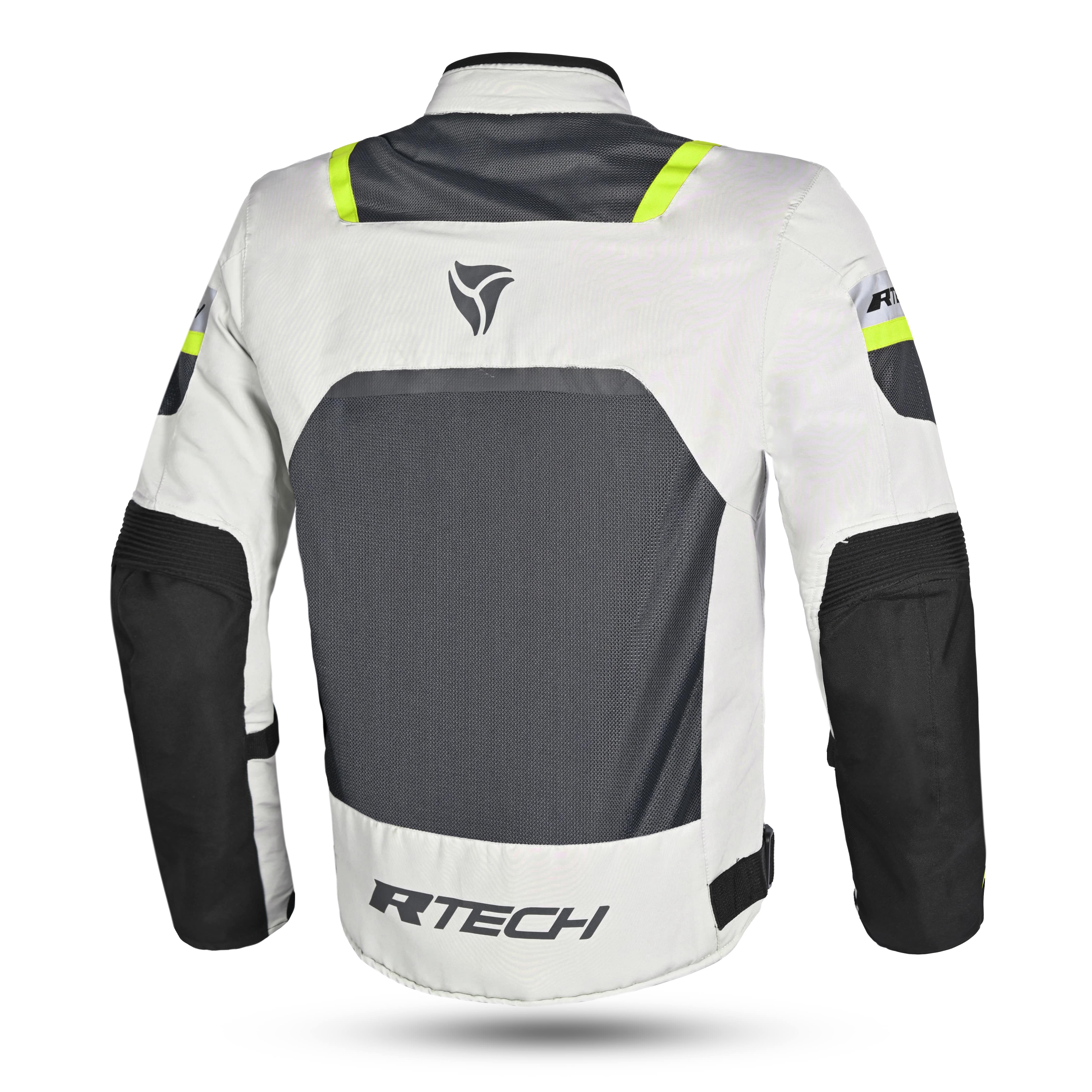 R Tech Spiral Mesh Motorcycle Jacket Ice Grey Yellow Flour