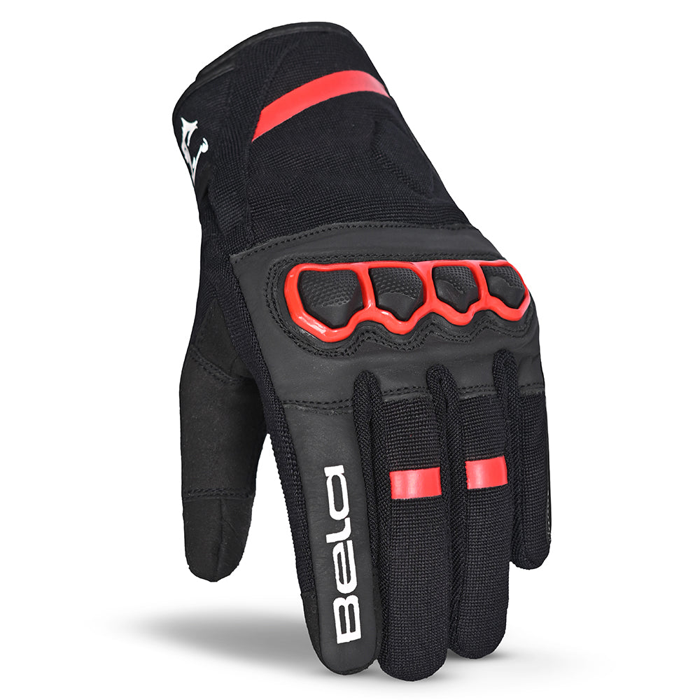 BELA Tracker Motorbike Gloves UK Black Red 