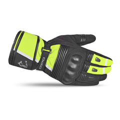 BELA Ice Winter Lady Motorcycle Leather Gloves Black Yellow Fluo 