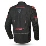 R-Tech Knight Rider Long - Motorcycle Touring Jacket - Black Dark Grey Red 