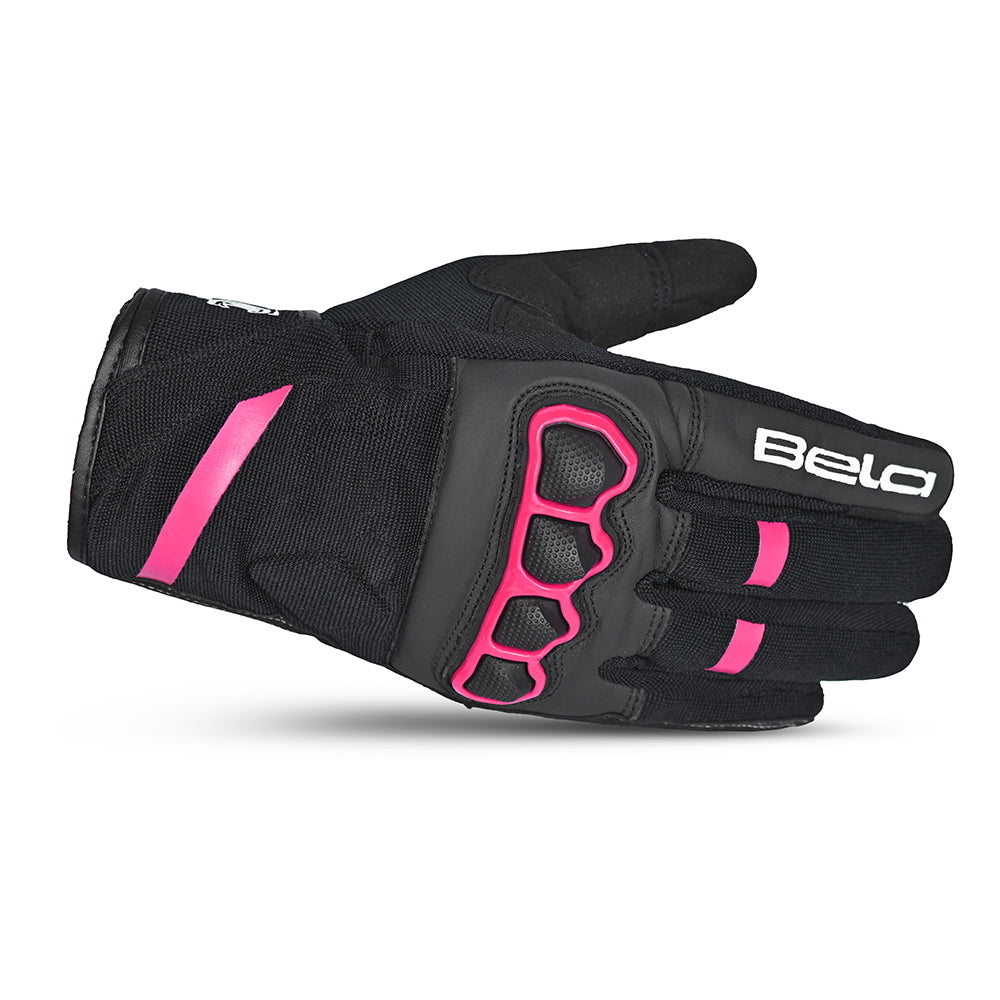 BELA Tracker Motorcycle Gloves UK Black Pink 