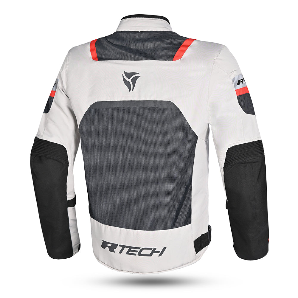 R-Tech Spiral Mesh Motorcycle Touring Jacket Ice Grey Red images