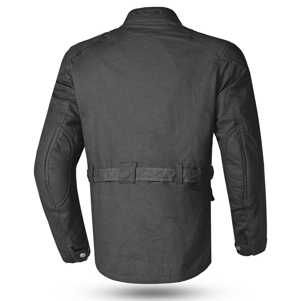 BELA Tactical Wax Cotton Urban Jacket Black back view