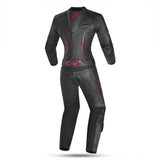 Shua Infinity Ladies Motorcycle Leathers 2 Piece Racing Suit Black Fuschia 