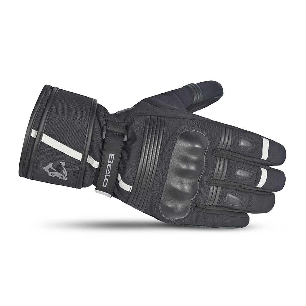 BELA Ice Winter Motorcycle Leather Gloves Black Grey 