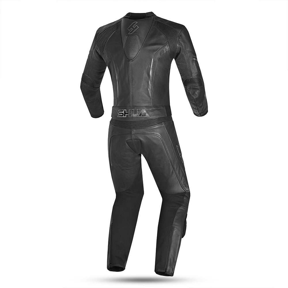 SHUA Infinity 2 PC Motorcycle Racing Leather Suit Black Dark Grey 