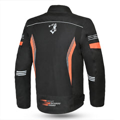 Bela Bradley Textile Motorcycle Jacket Black Orange - full back side picture