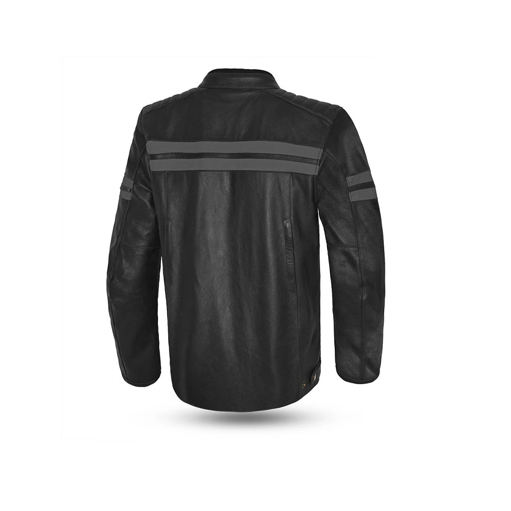 Bela Stark Motorcycle Leather Jacket Black Gray