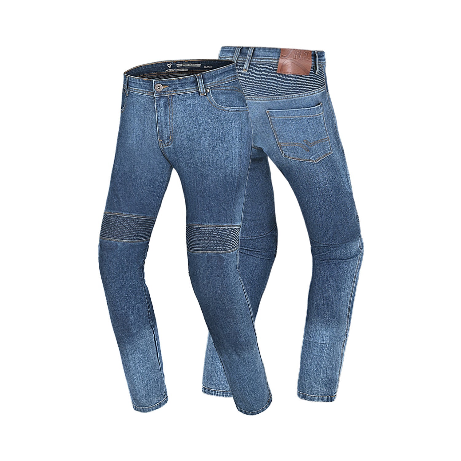 R-TECH VALENCIA LADY MOTORCYCLE JEANS BLUE HALF BODY SPRAY