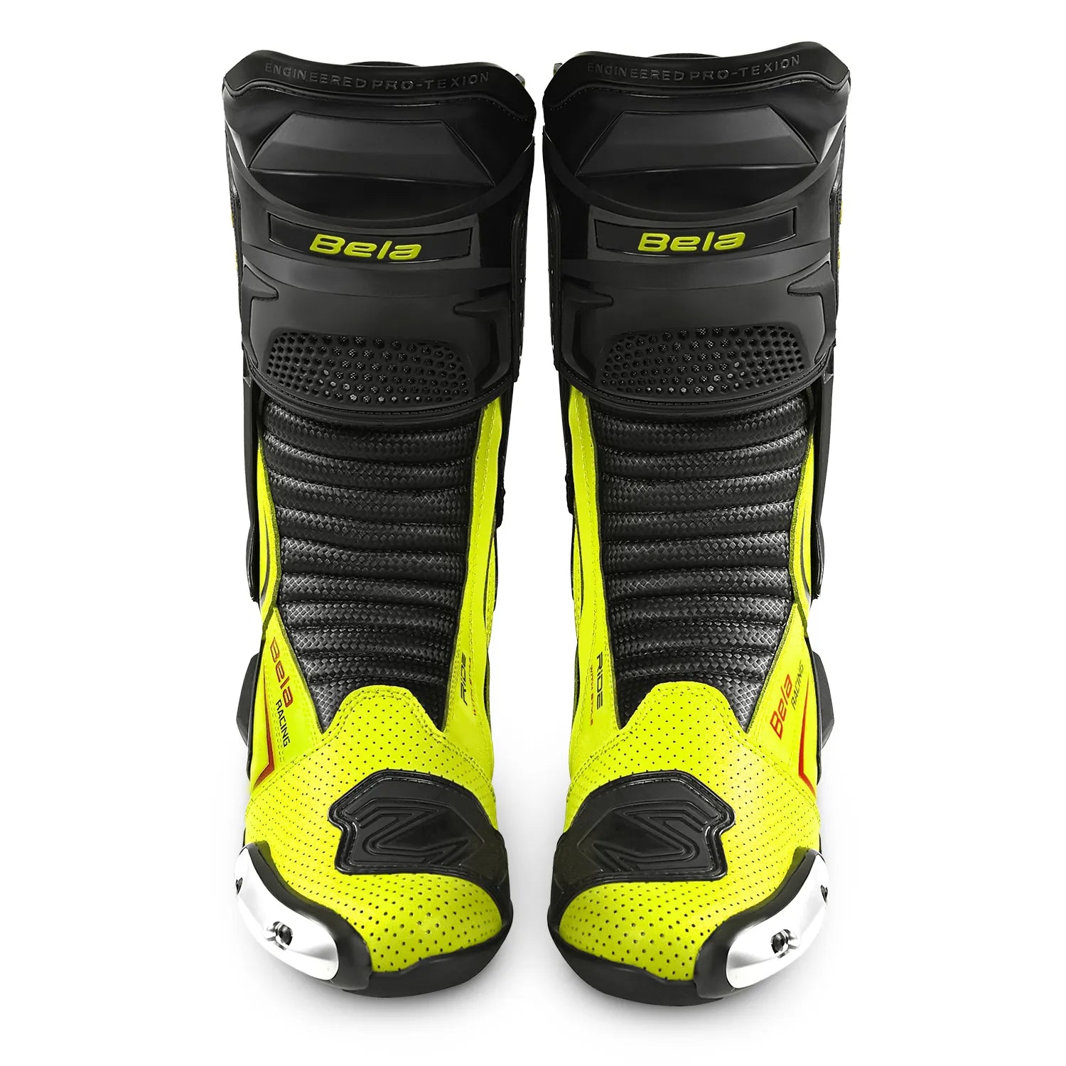BELA Speedo 2.0 Motorcycle Racing Leather Boots Black/Fluor Yellow