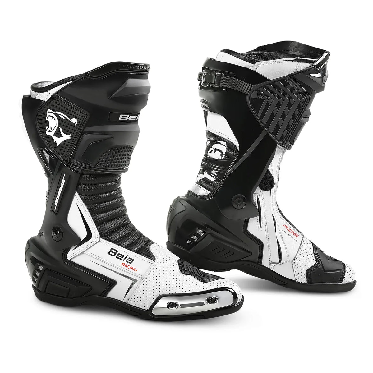 Bela Speedo 2.0 Racing Motorcycle Boots Black/White