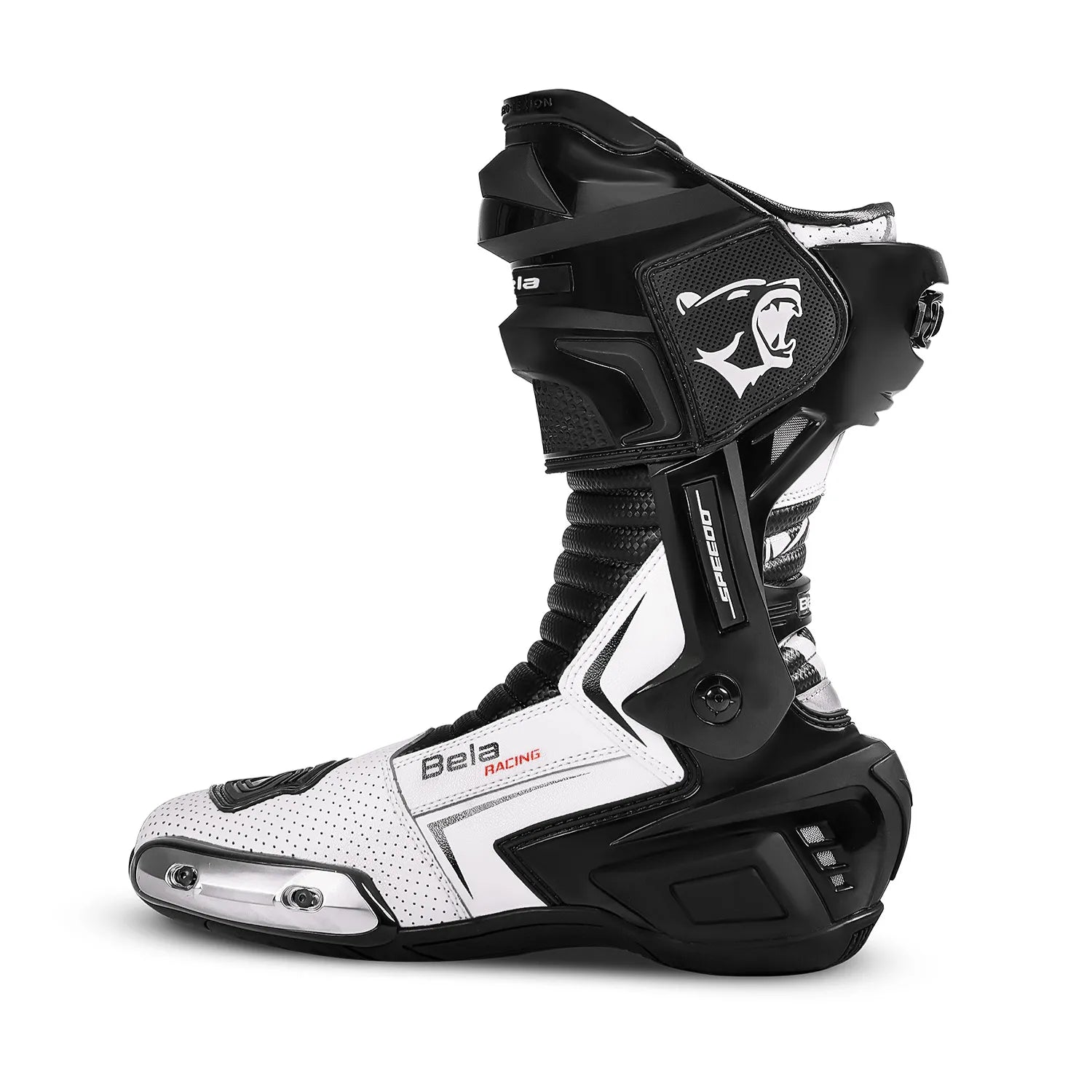 Bela Speedo 2.0 Racing Motorcycle Boots Black/White