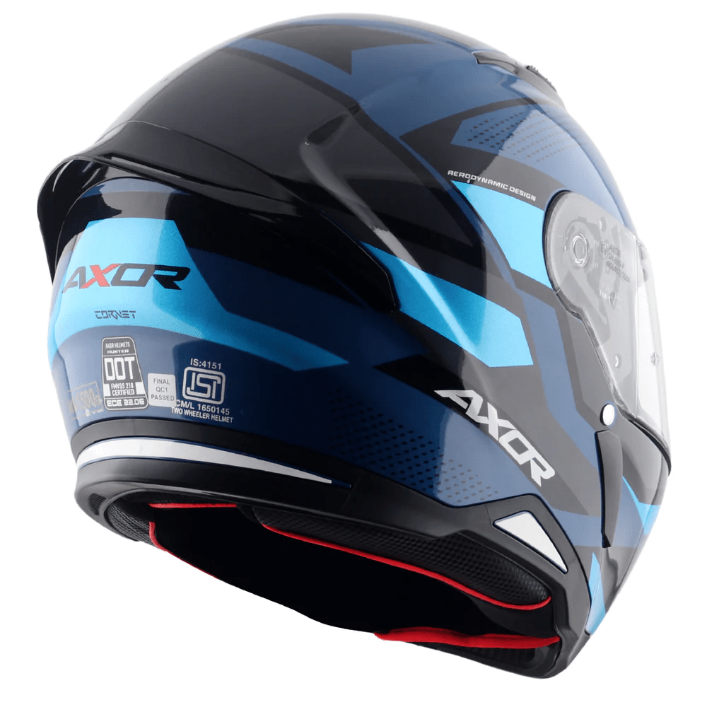 AXOR HUNTER CORNET FULL FACE MOTORCYCLE HELMET BLACK_BLUE