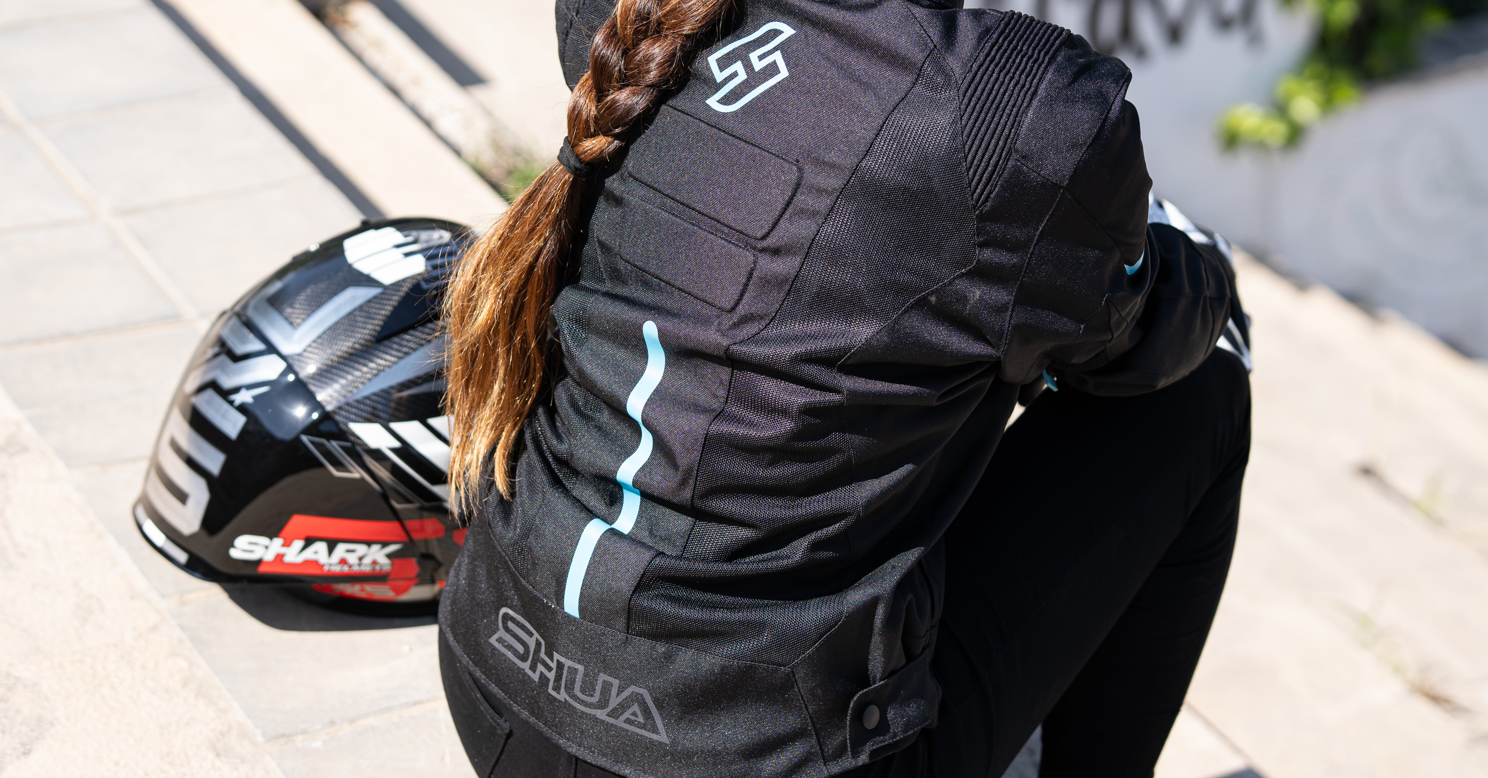 Shua Gravity Mesh Lady Motorcycle Jacket Black/Turquesa