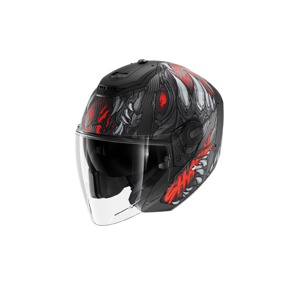SHARK Rs Jet Carbon Shaytan Anthracite Negro Mate Rojo Casco