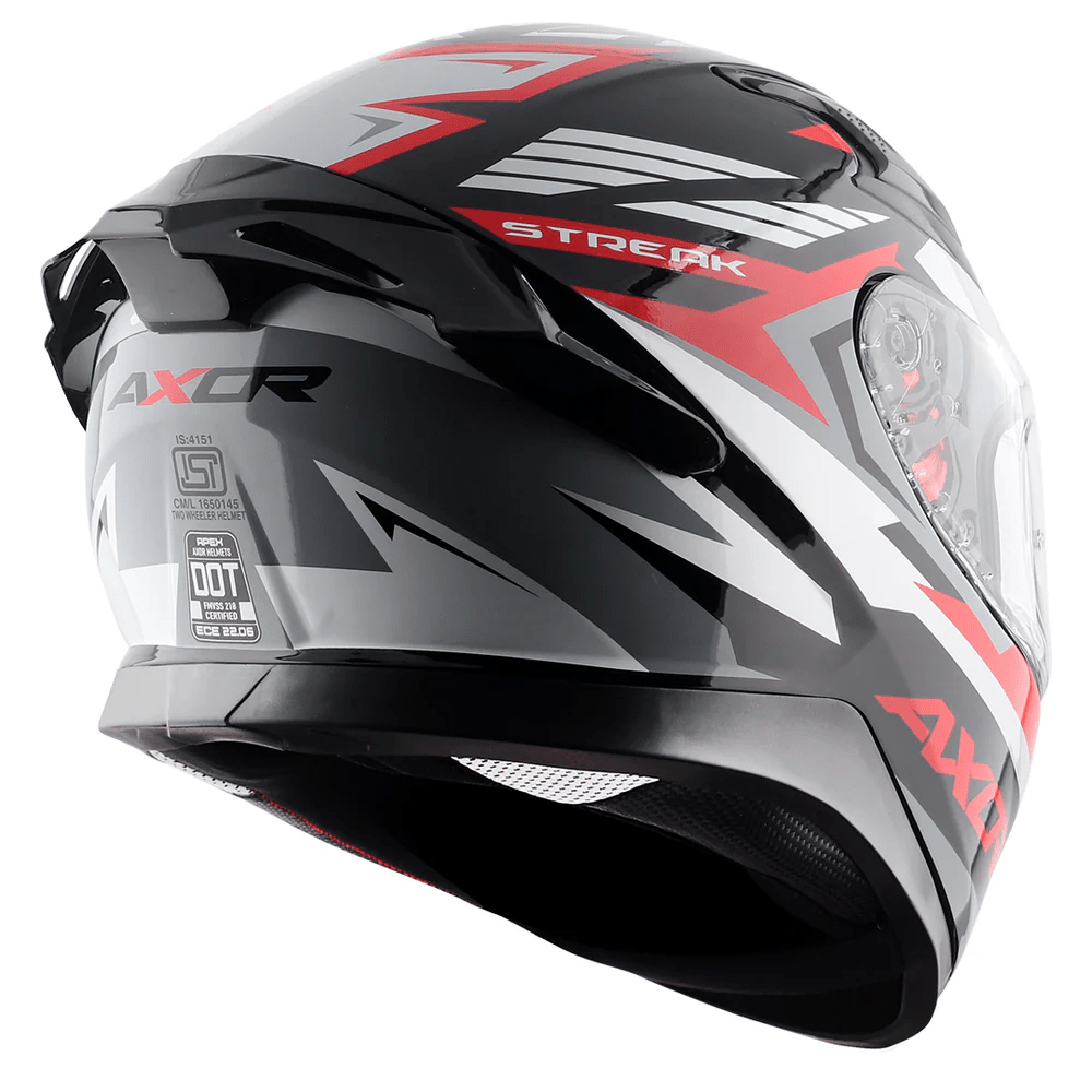 AXOR APEX STREAK FULL FACE MOTORCYCLE HELMET BLACK_RED