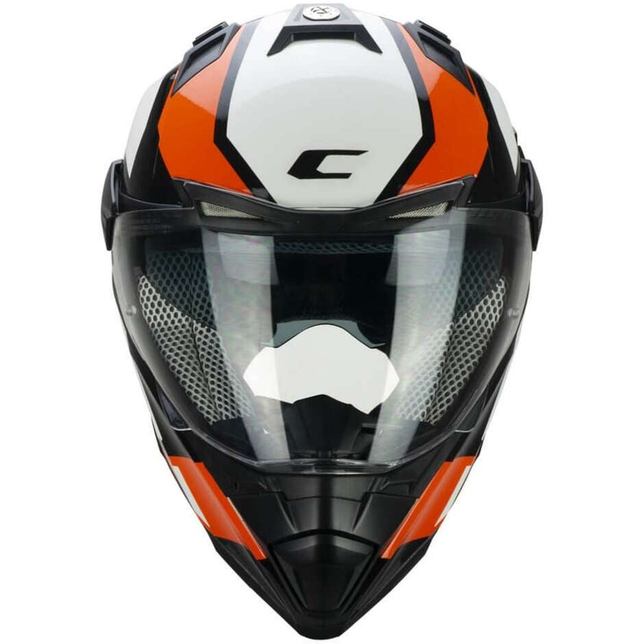 CGM 666G TWIN RANGER Off Road Motorcycle Adventure Helmet White Orange