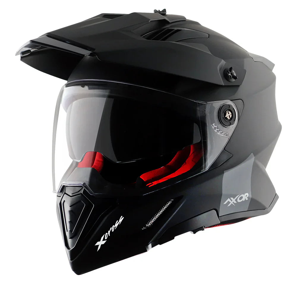 AXOR X-CROSS SPORT DUAL VISOR MOTORCYCLE HELMET BLACK MATTE