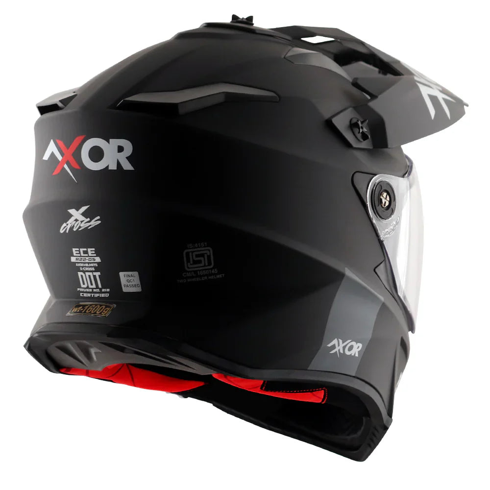 AXOR X-CROSS SPORT DUAL VISOR MOTORCYCLE HELMET BLACK MATTE
