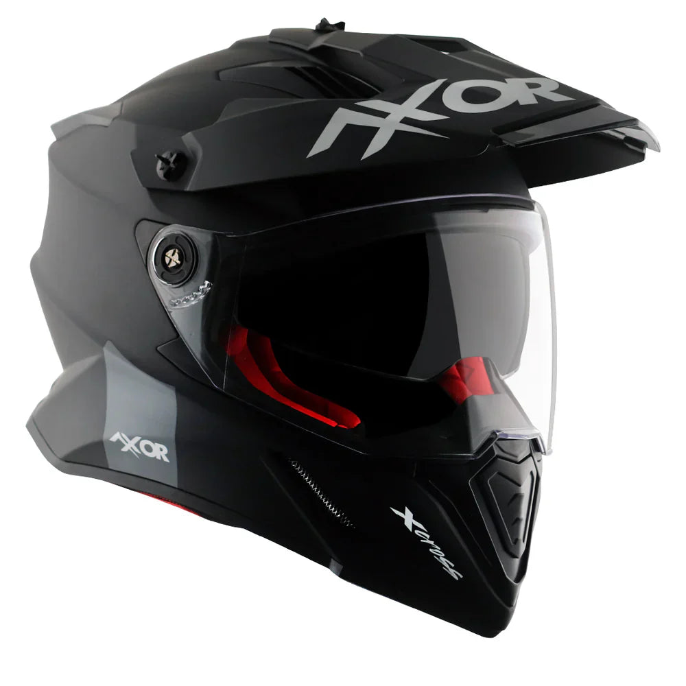 AXOR X-CROSS SPORT DUAL VISOR MOTORCYCLE HELMET BLACK MATTE