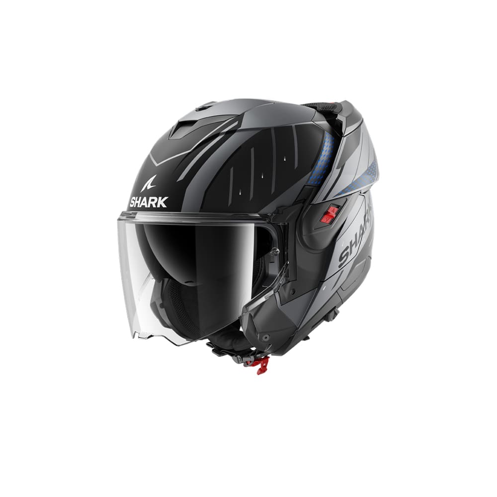 SHARK OXO RYDGER ABATIBLE MODULAR CASCO AZUL ANTRACITA MAT NEGRO