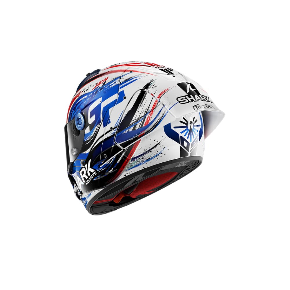 SHARK AERON-GP FIM Racing #1 Replica Helmet Signed by Zarco White Black Blue-backside