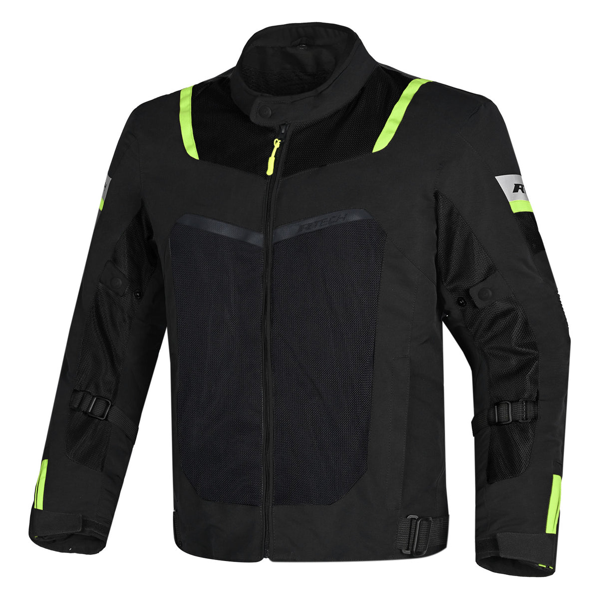 R-TECH SPIRAL MESH Motorcycle Jacket Black Yellow Fluro