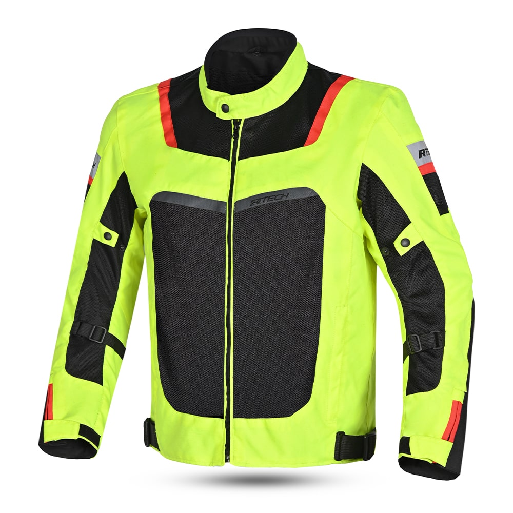 R-TECH SPIRAL MESH Motorcycle Jacket Yellow Fluro Black Red