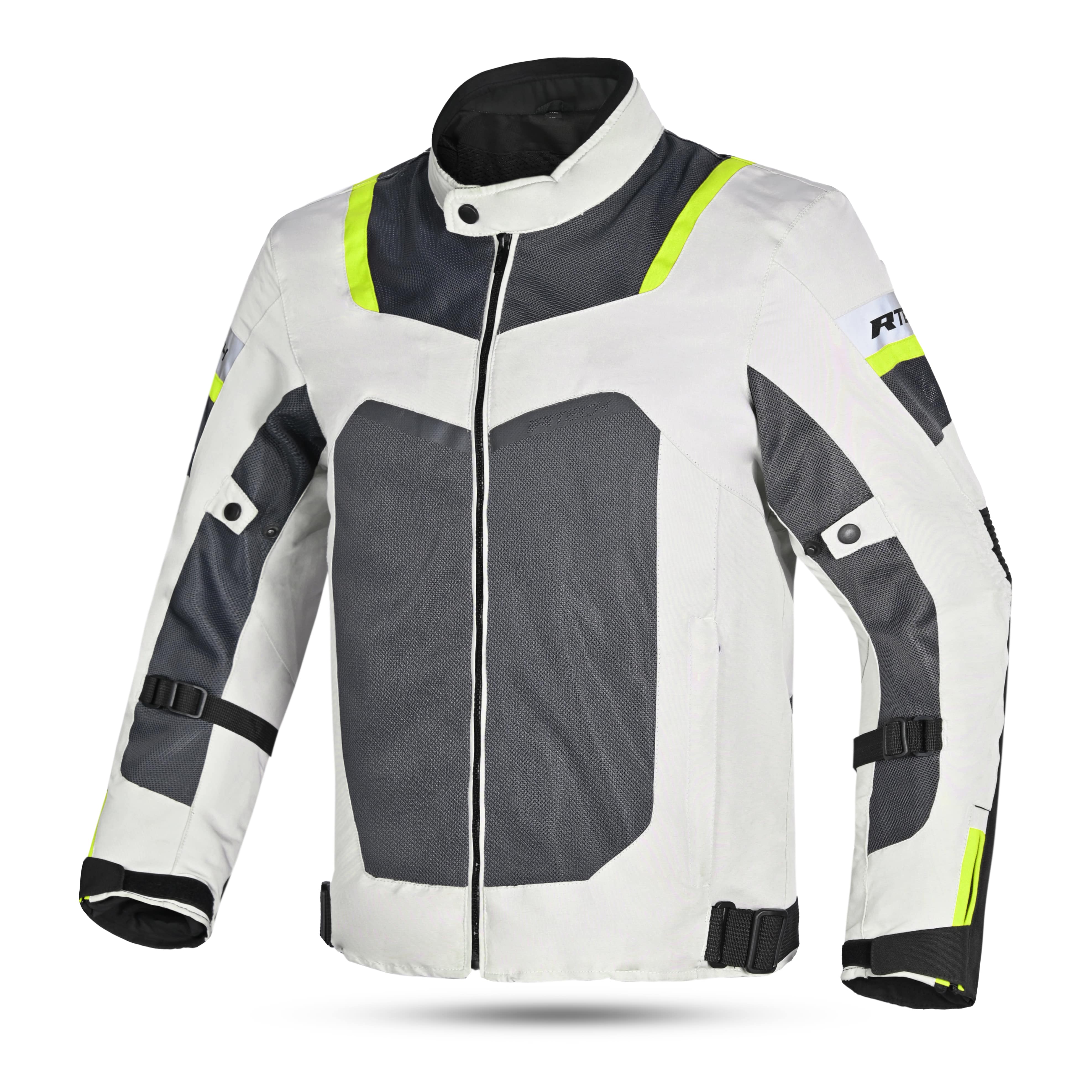 R Tech Spiral Mesh Motorcycle Jacket Ice Grey Yellow Flour