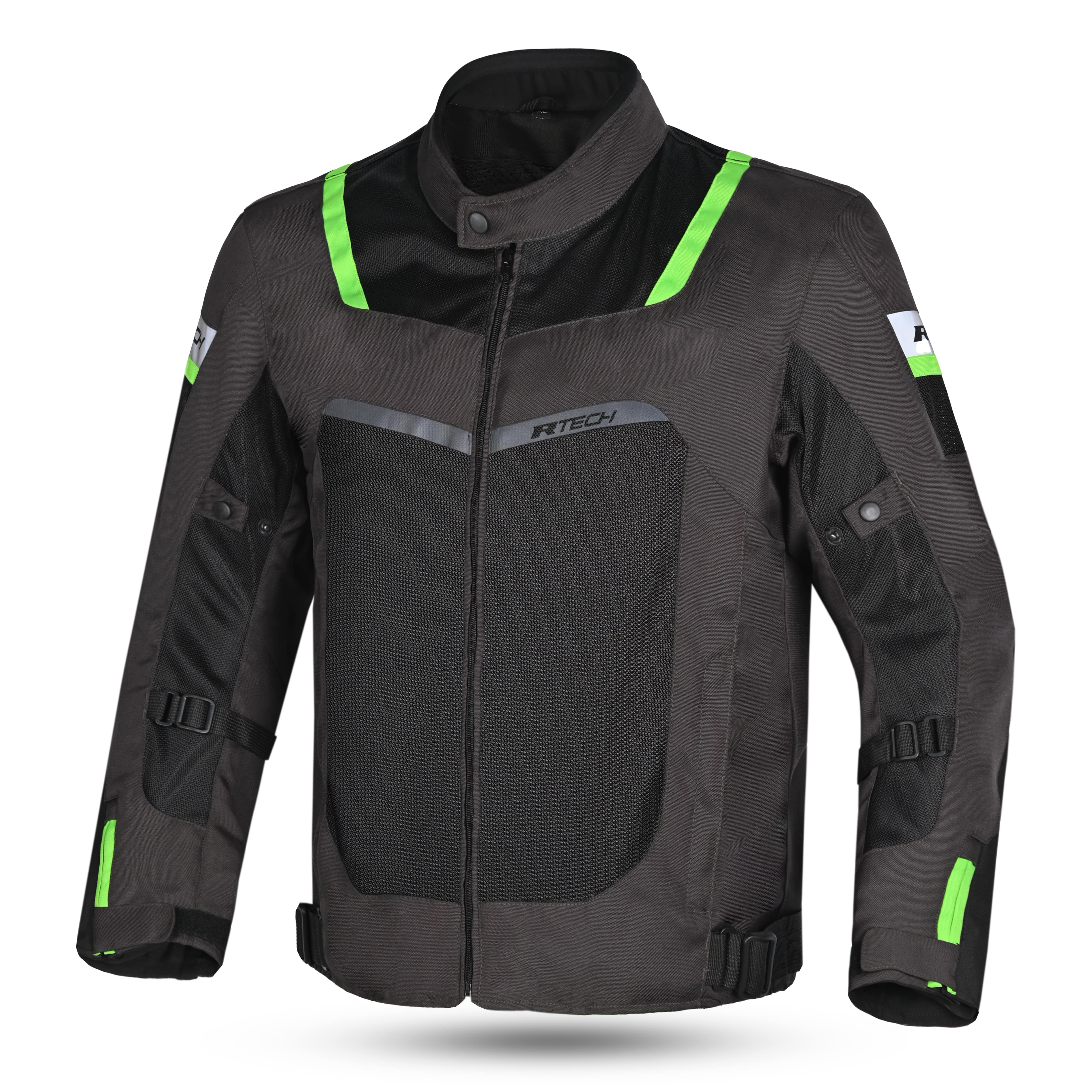 R-TECH SPIRAL MESH MUD MOTORCYCLE JACKETS BLACK GREEN