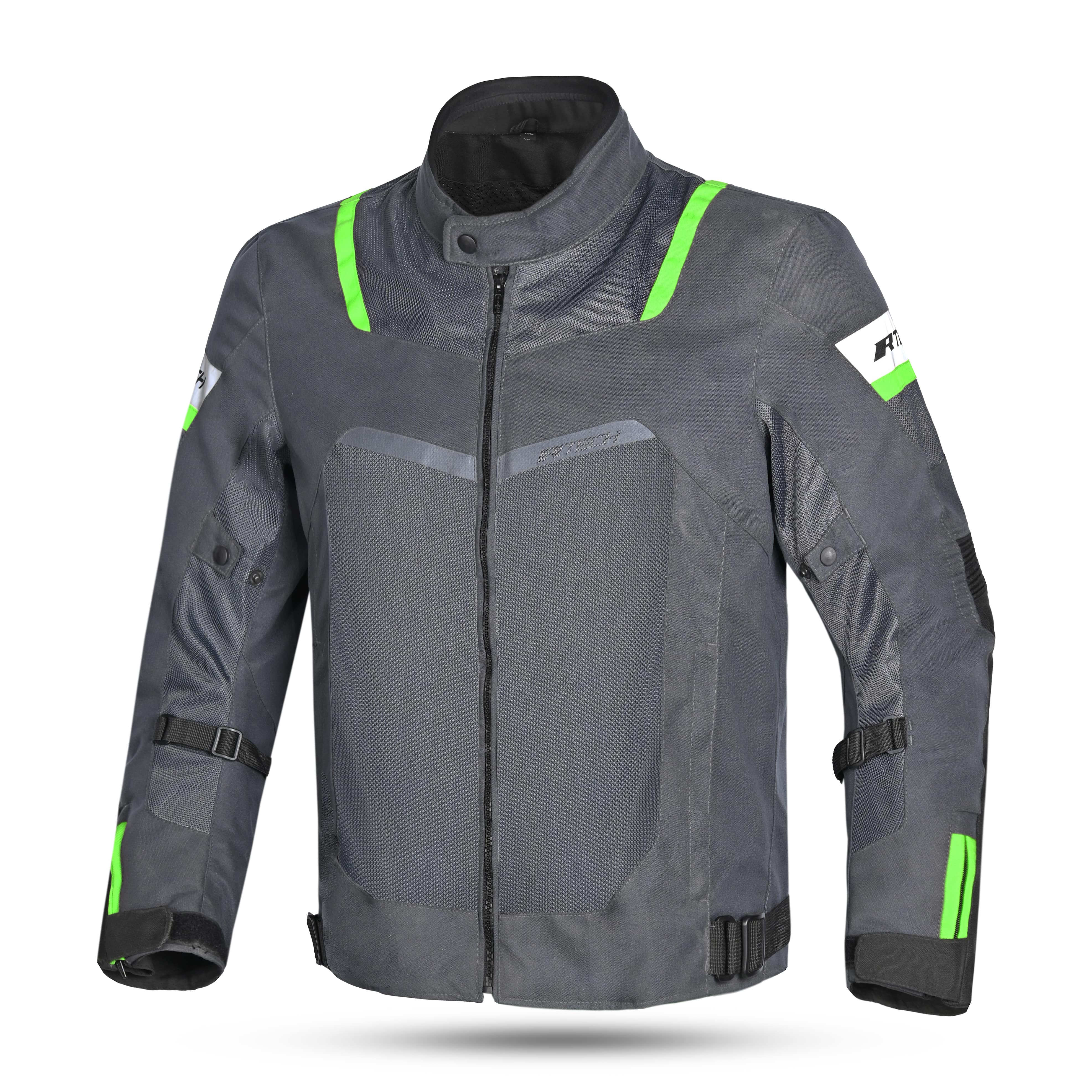 R-TECH SPIRAL MESH Motorcycle Textile Jacket Anthracite Grey Green