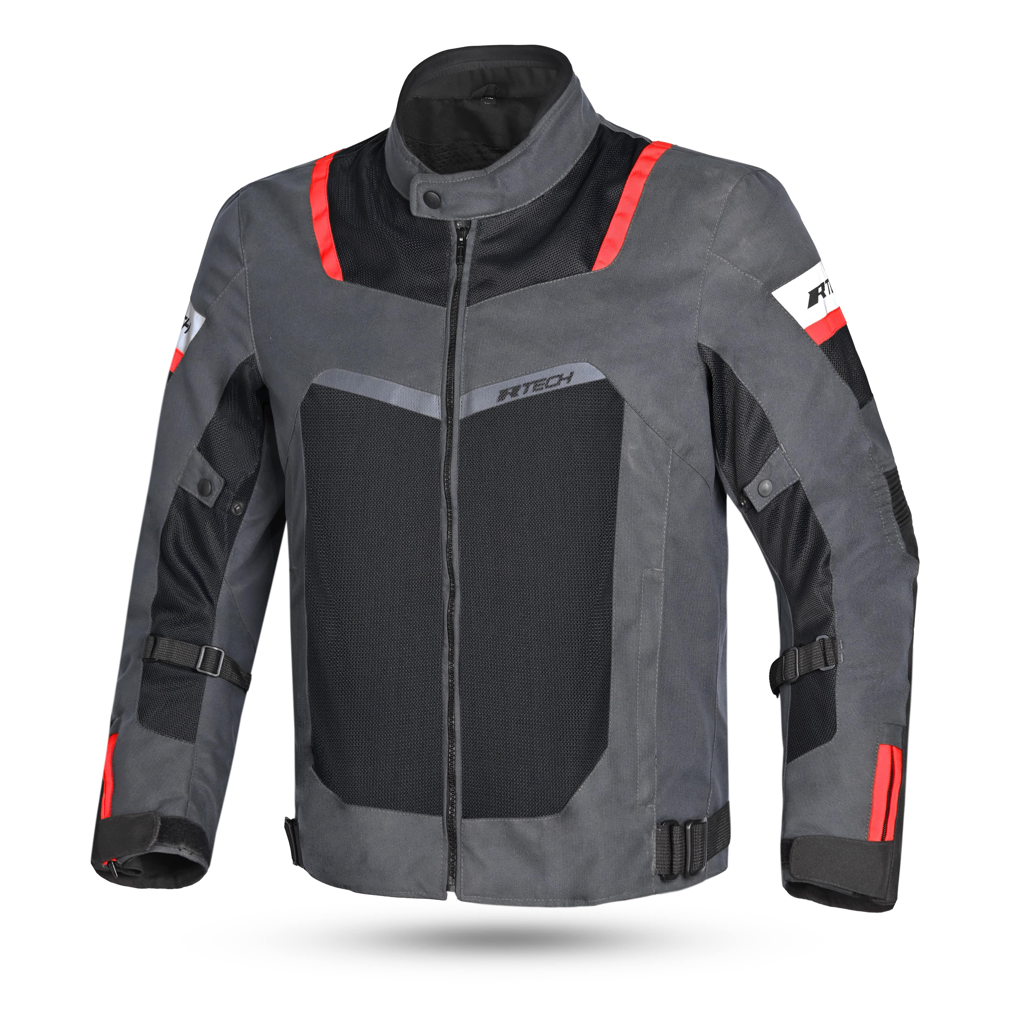 R Tech Spiral Mesh Motorcycle Jacket Anthracite Grey Black Red