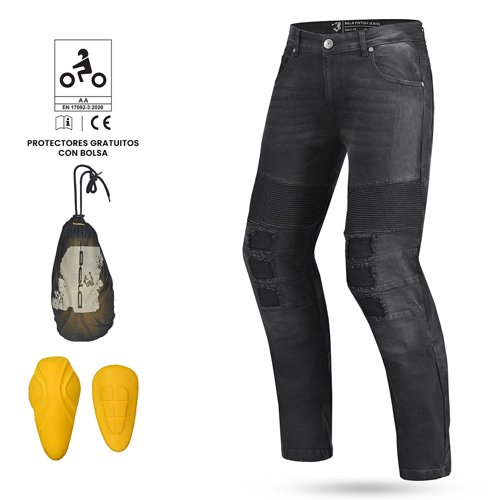 BELA Piston Motorcycle Denim Jeans 34L Black