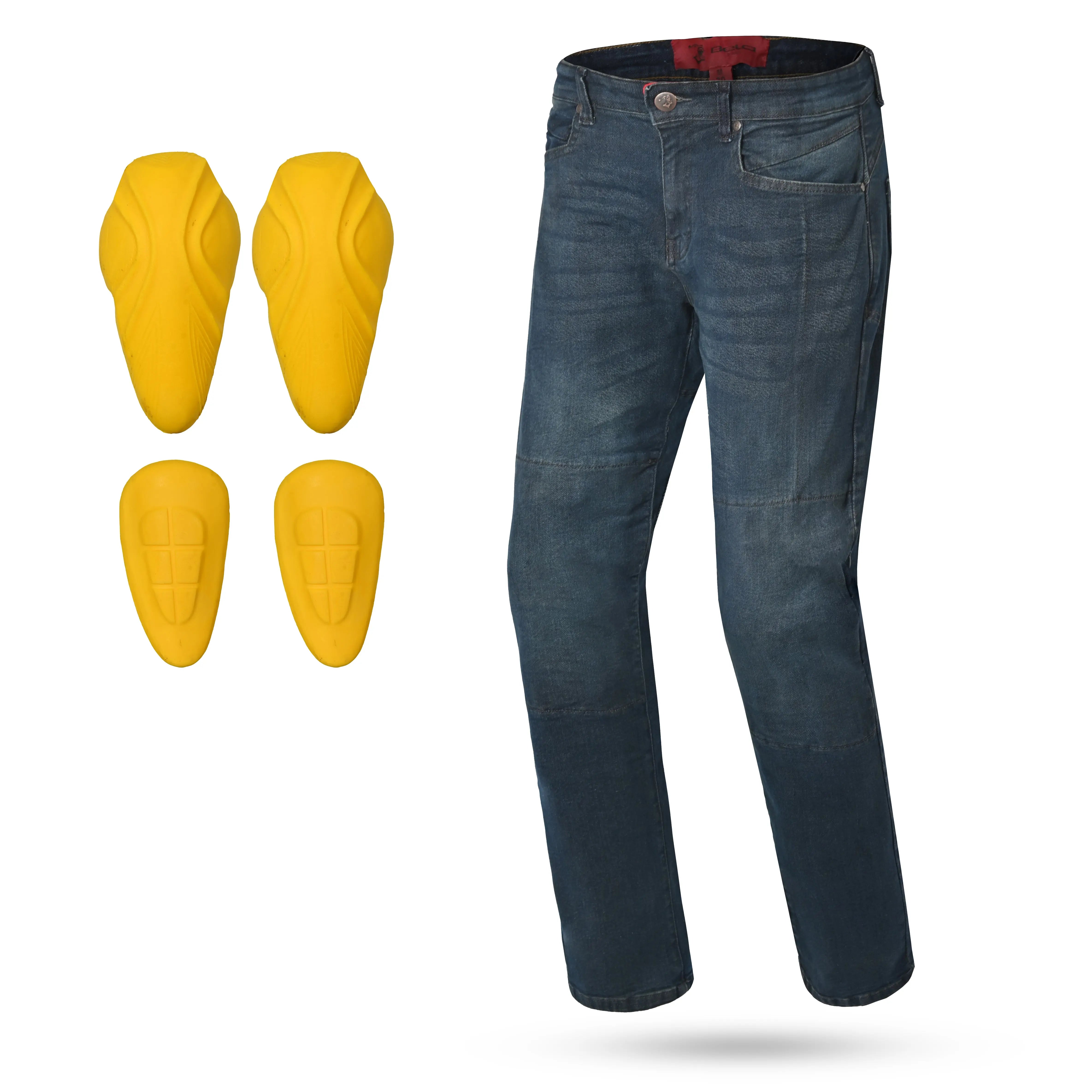 BELA KEVIN MEN MOTORCYCLE DENIM JEANS 32L DIRTY BLUE