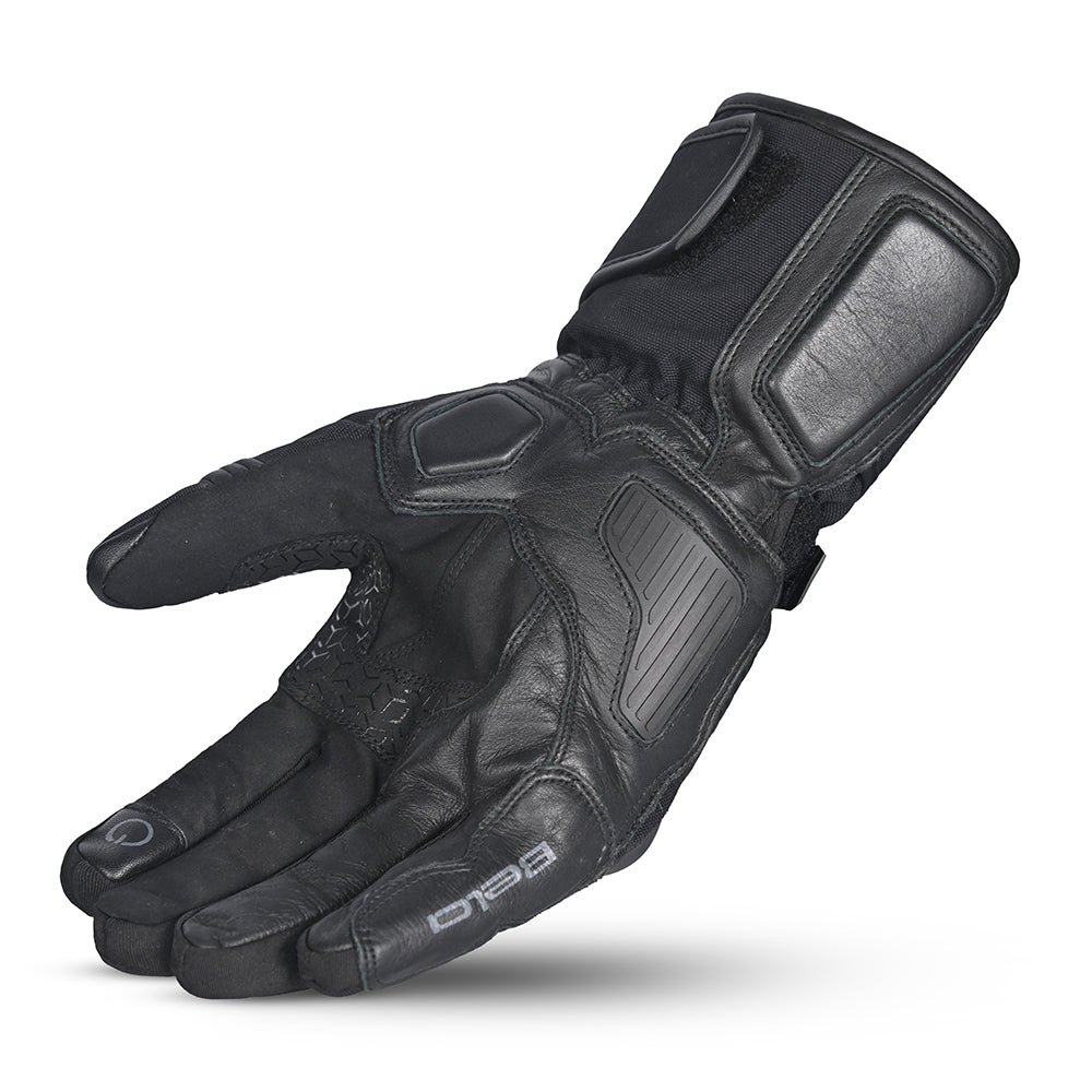 BELA Ice Winter Motorcycle Leather Gloves Black Grey 