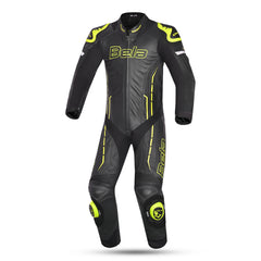 BELA Rocket Man Mix Kangaroo 1 PC UK Motorbike Suit Black Yellow Flouro