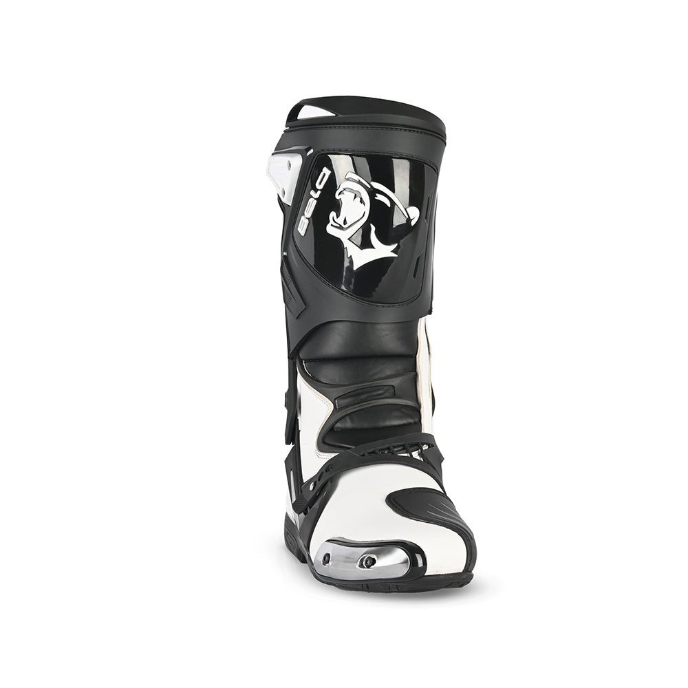 BELA RACE PRO MOTORCYCLE RACING LEATHER BOOTS BLACK WHITE