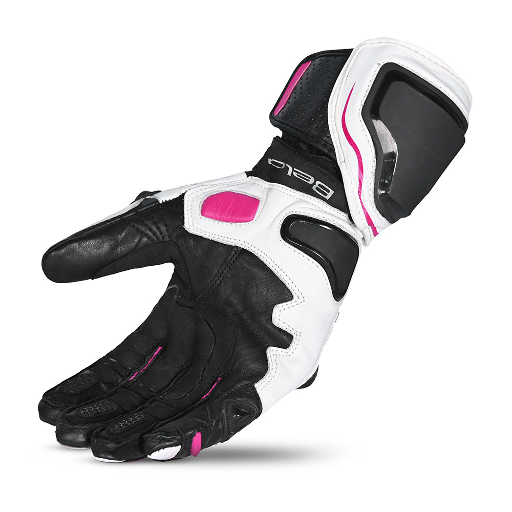 BELA Venom RS Lady Motorbike Racing Gloves Ladies White Black Pink 