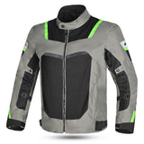 R-Tech Spiral Mesh Motorcycle Touring Jacket Cool Grey Black Flou Green 