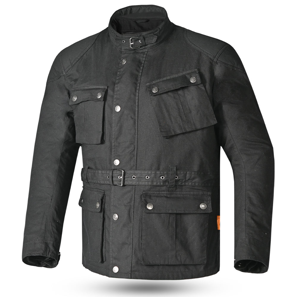 BELA Tactical Wax Cotton Urban Jacket Black front view