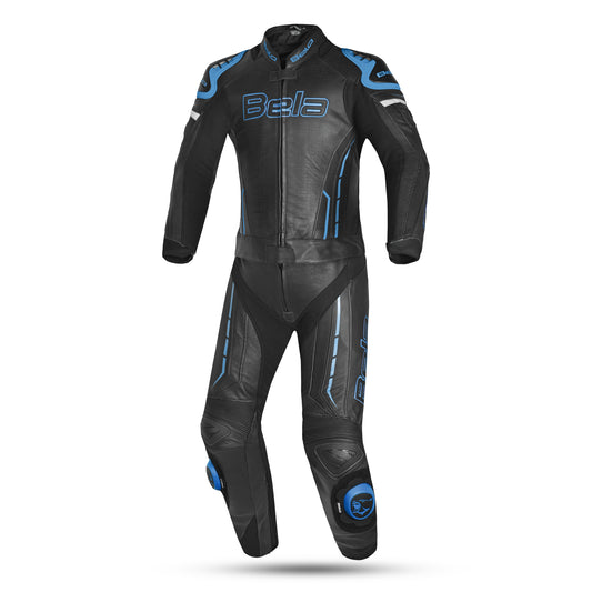 BELA Rocket Man Mix Kangroo 2 PC Motorcycle Racing Suit Black Blue