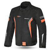 Bela Bradley Textile Motorcycle Jacket Black Orange - front pic