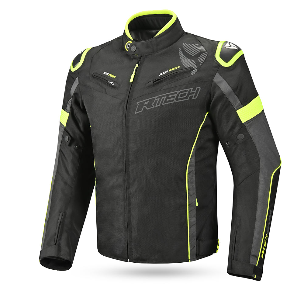 R-TECH Knight Rider Motorcycle Textile Jacket (Short) Black/Anthracite/Yellow