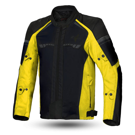 shua immortal textile racing jacket black and yellow flouro front side view